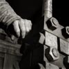 Black and White Documentary Photograph Miner's Hands